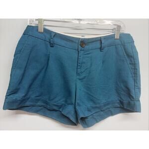 Banana Republic Shorts Women’s Size 6 - Teal Martin Fit Cuffed Linen Blend Chino